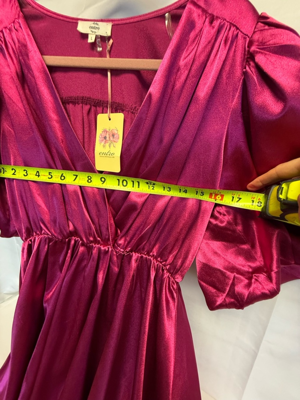 entro Deep Magenta Satin Mini Dress Women’s Size Large - Picture 5 of 6
